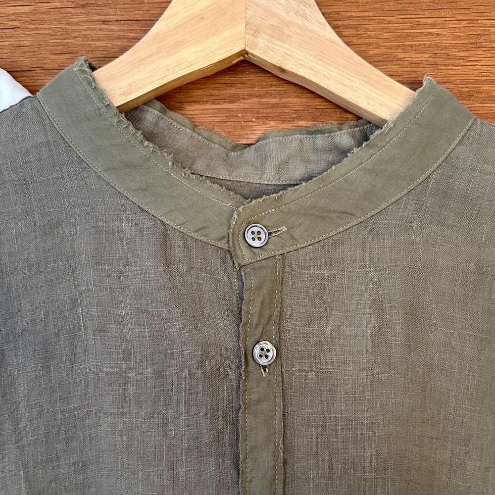 John Varvatos White and Olive Casual Button Down Shirts - Picture 2 of 3